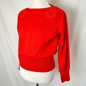 Elle red shimmer pullover holiday sweater